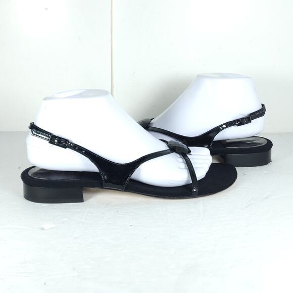 STUART WEITZMAN Women's US 8M Black Patent Leather Embellished Strappy Sandals - Picture 8 of 15